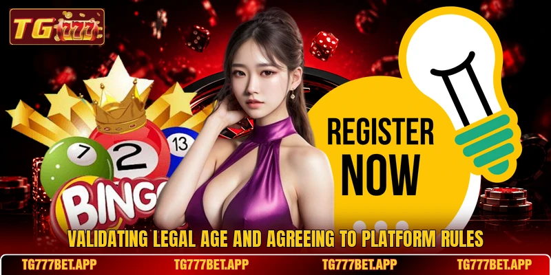 Validating legal age and agreeing to platform rules Validating legal age and agreeing to platform rules
